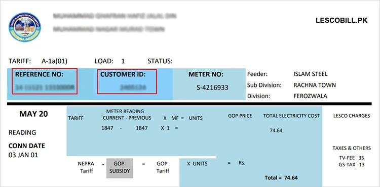 lesco bill reference